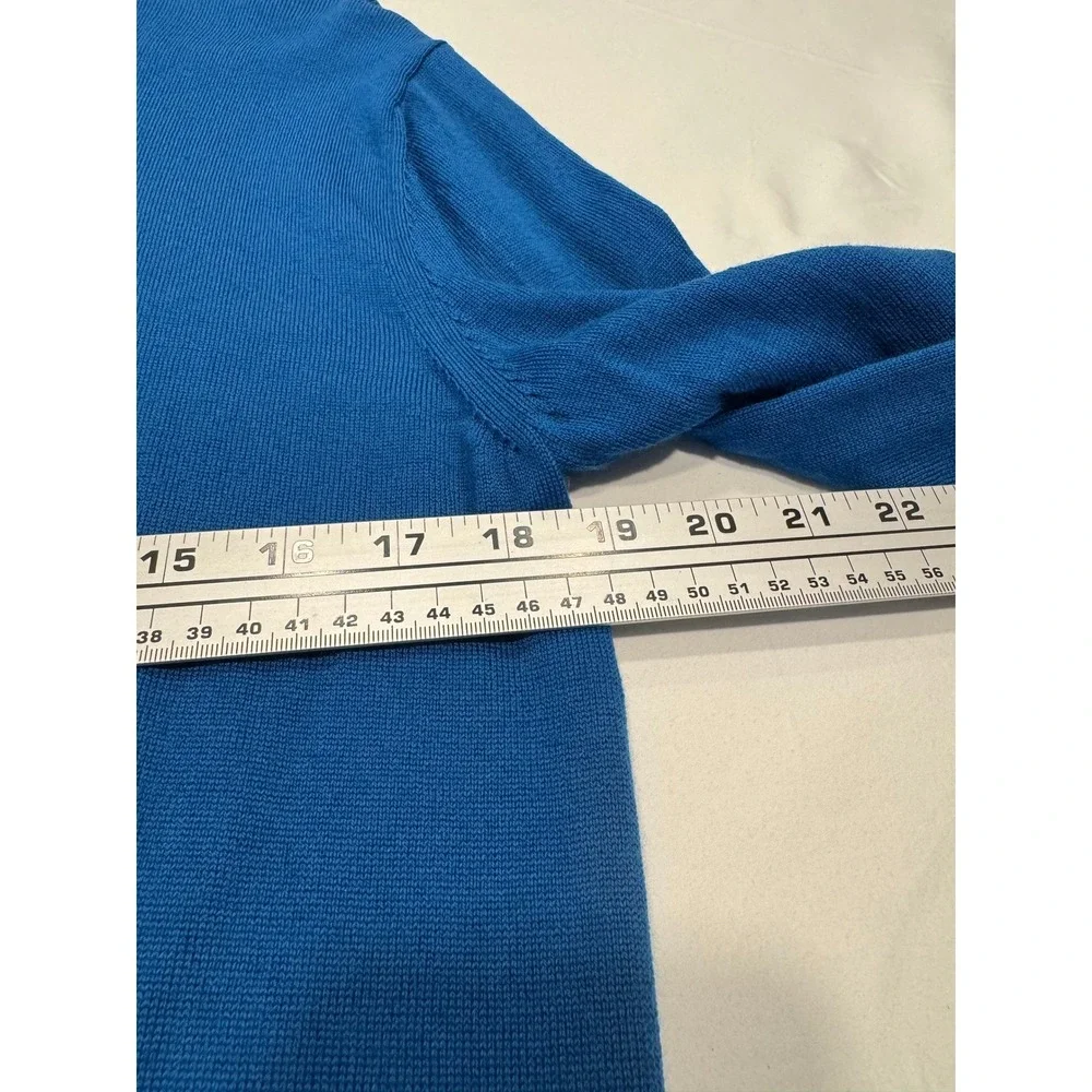 Styleworks 100% Wool Quarter Zip Sweater Mock Neck Small Blue Excellent